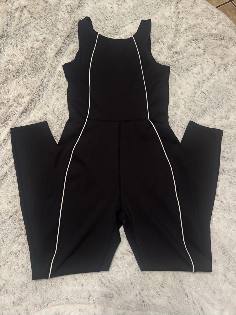 Black Womens Jumpsuit with White Piping size M like new
